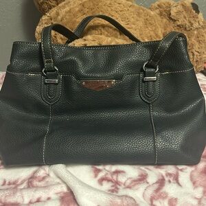 Koltov Black Pebbled Leather Tote Shoulder Bag